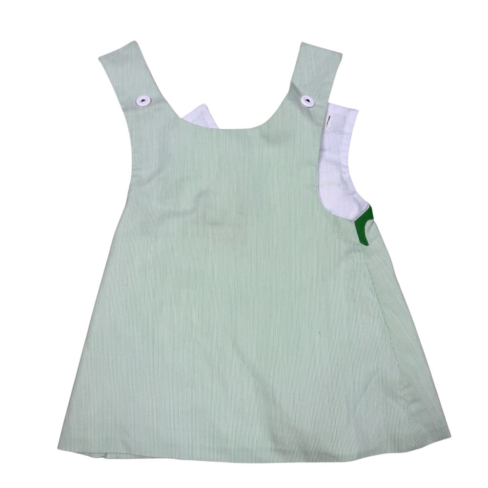 Vintage Chocolate Soup Girls Green Seersucker Bear Hammock Jumper Dress Size M - Picture 5 of 7